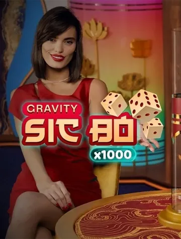 Des dés multiplicateurs flottent devant la croupière de Gravity Sic Bo, une table d'Iconic21