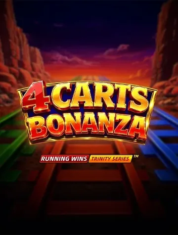 Des rails de mine filent vers un canyon rouge dans 4 Carts Bonanza, la machine à sous de Fugaso