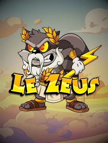 Un raton laveur couronné de lauriers brandit un éclair dans Le Zeus, la machine à sous de Hacksaw Gaming